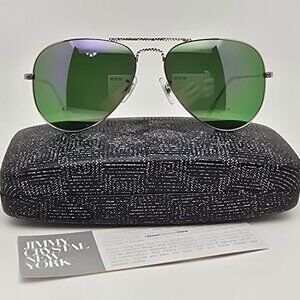 Jimmy Crystal GL1261 Swarovski Silver Frame Purple Mirror Len Aviator Sunglasses